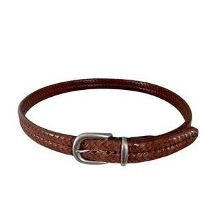 Coach Men's Braided Brown Leather Belt size 36 silver buckle